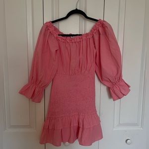 Petal & Pup Glow Off-the-Shoulder Smocked Ruffle Long Sleeve Mini Dress